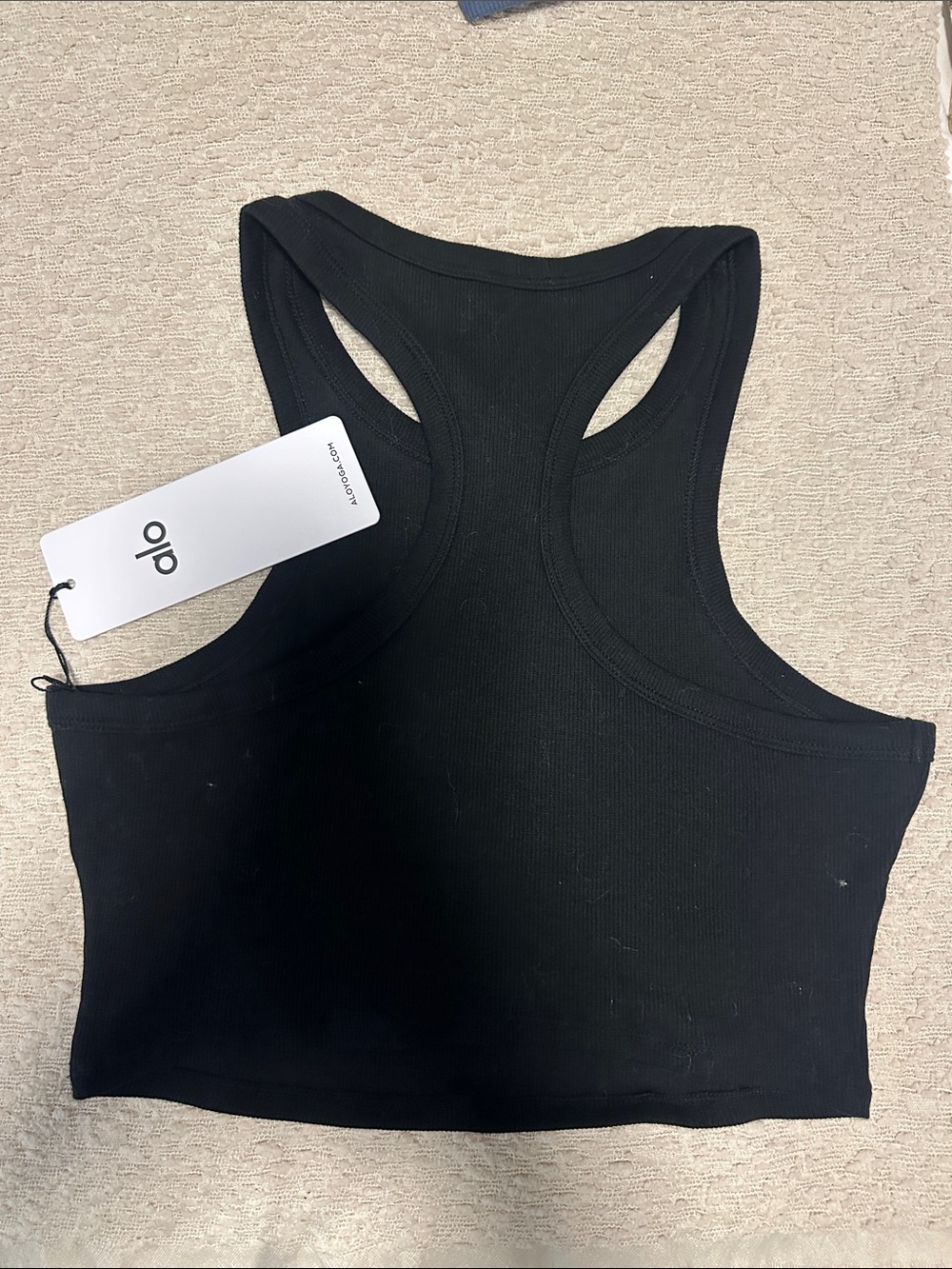 ALO Yoga Black Ribbed Racerback Crop Tank - Picture 2 of 2